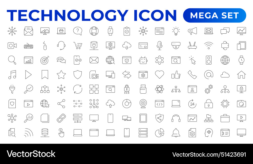 Technology line icons technological and device Technology line icons technological and device vector image