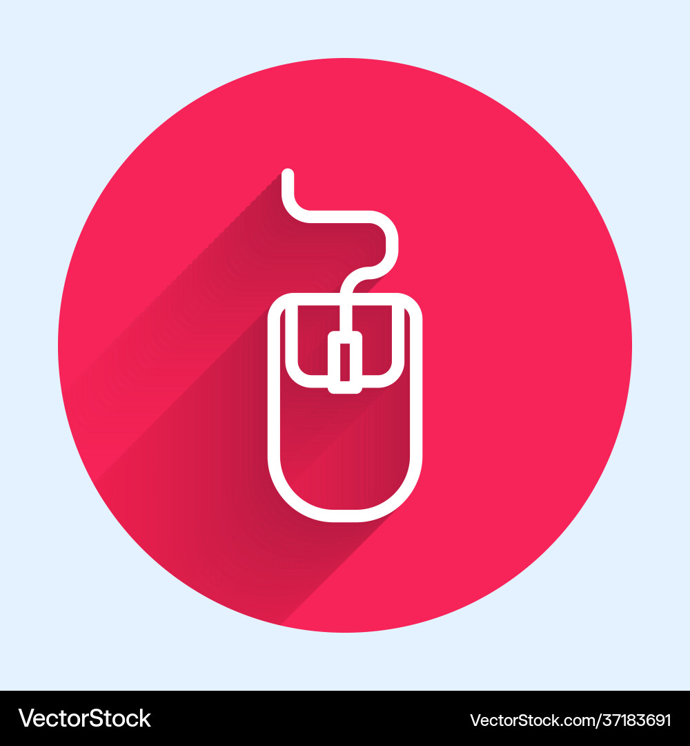 White line computer mouse icon isolated with long White line computer mouse icon isolated with long vector image