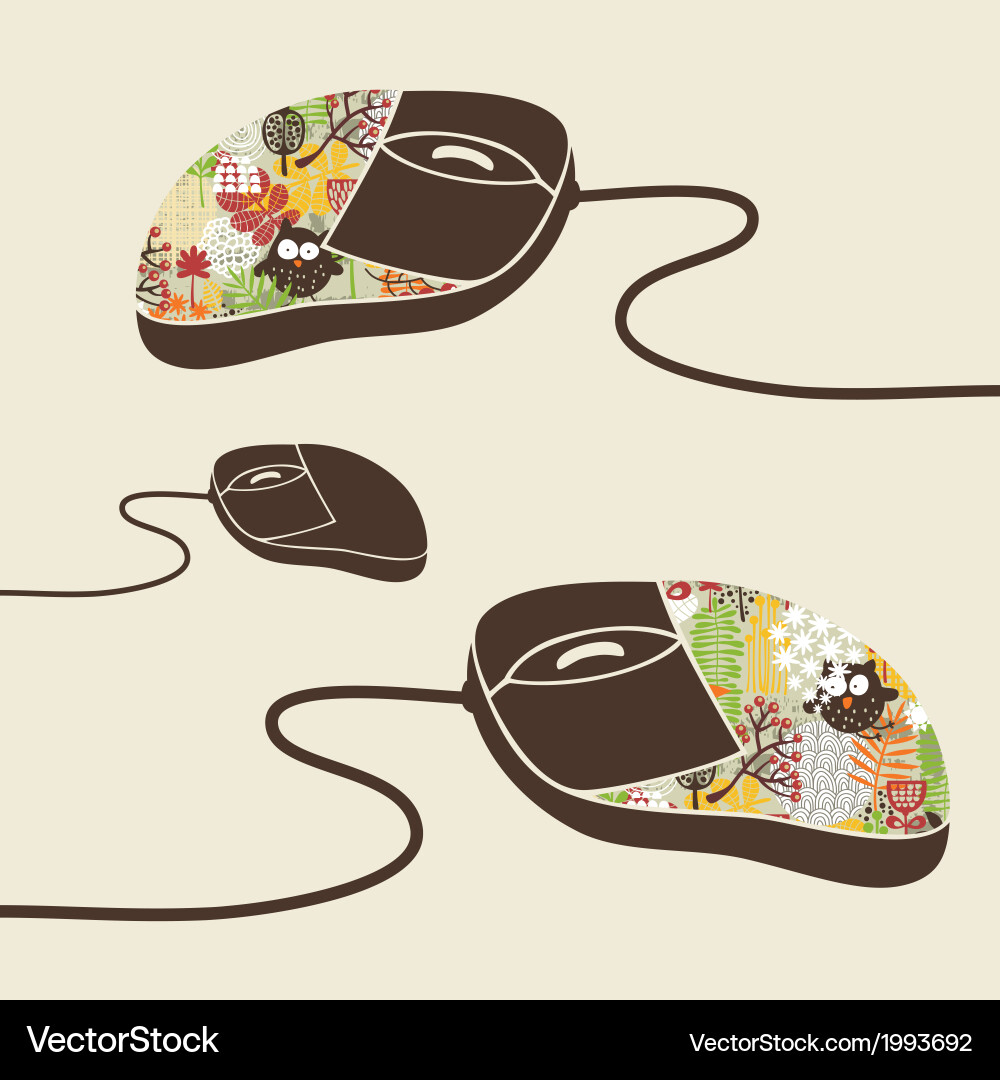 Computer mouse decorated with design print Vector Image