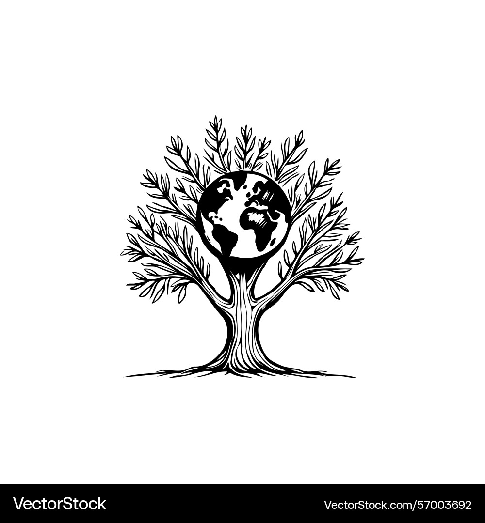 Conceptual tree with earth globe symbolizing Vector Image