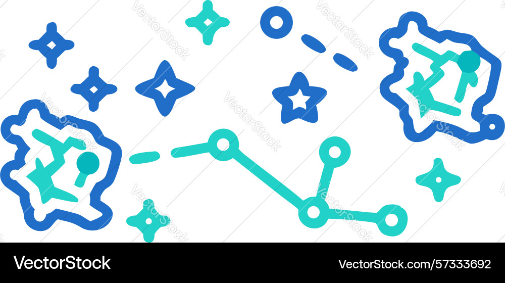 Data flow and star-shaped network graph design vector image