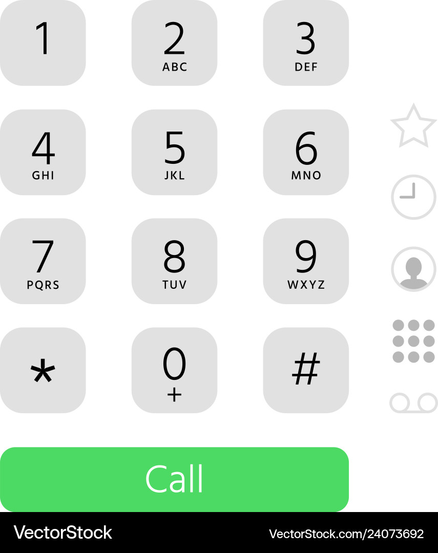 Dial keypad touchscreen phone number keyboard Dial keypad touchscreen phone number keyboard vector image