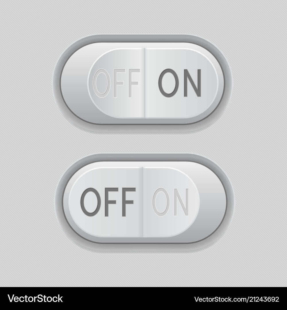 Gray Toggle Switch Buttons - On/Off vector image