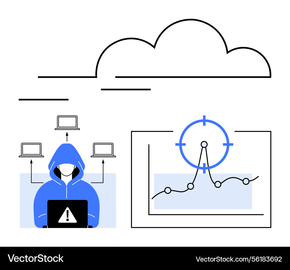 Hacker in a hood intercepting data from Hacker in a hood intercepting data from vector image