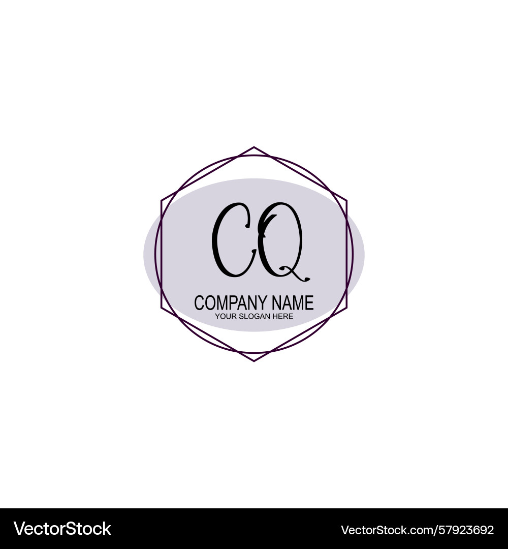 Handwriting logo concepts with initial cq Vector Image