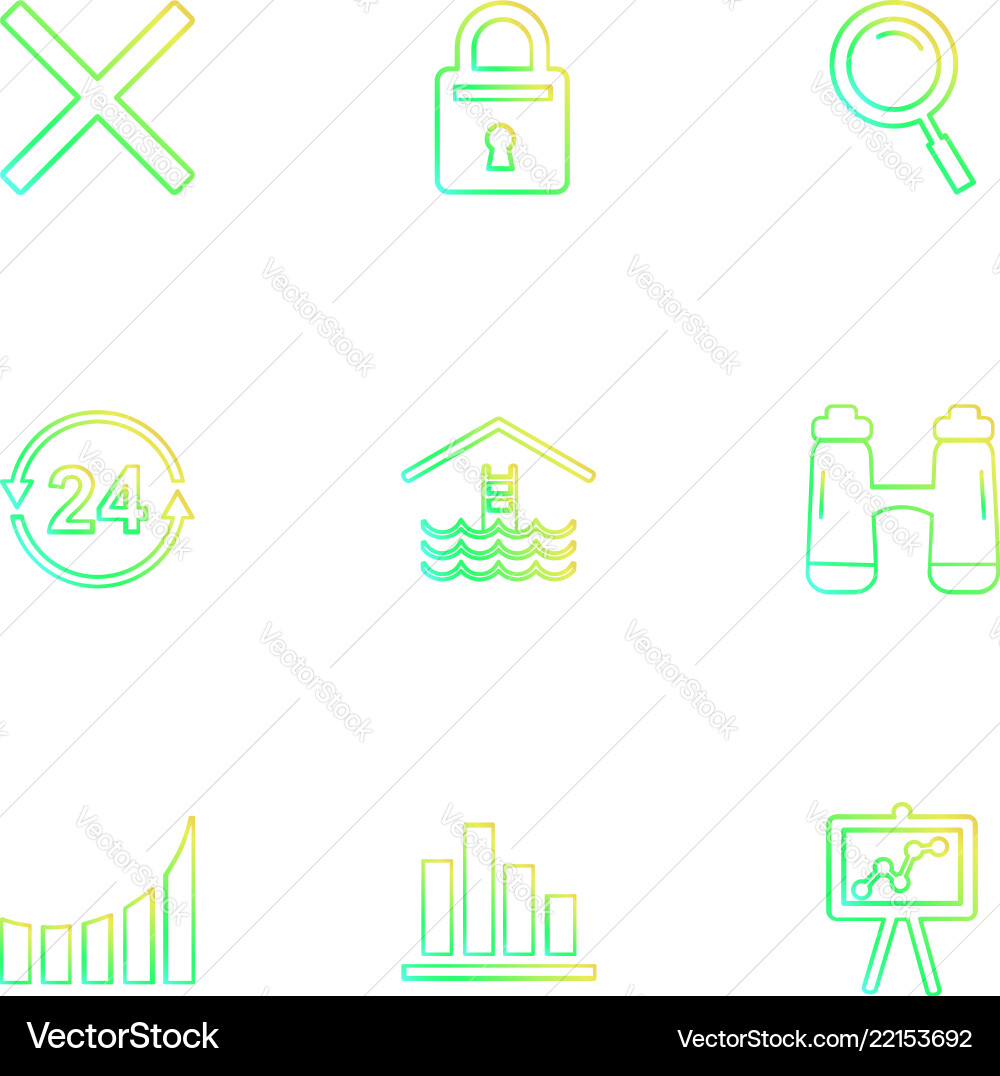 Lock search cross chart graph percentage Vector Image