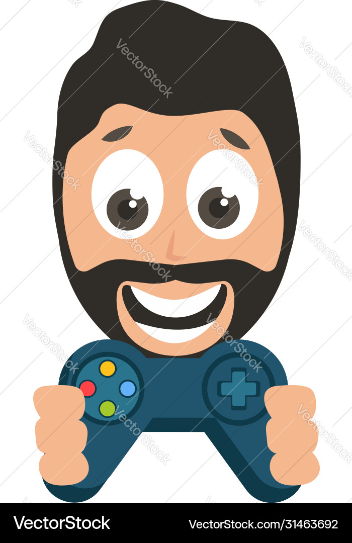 Man with gamepad on white background Vector Image