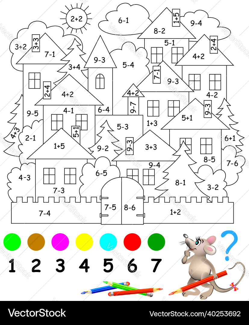 Mathematical exercises for children on addition Vector Image