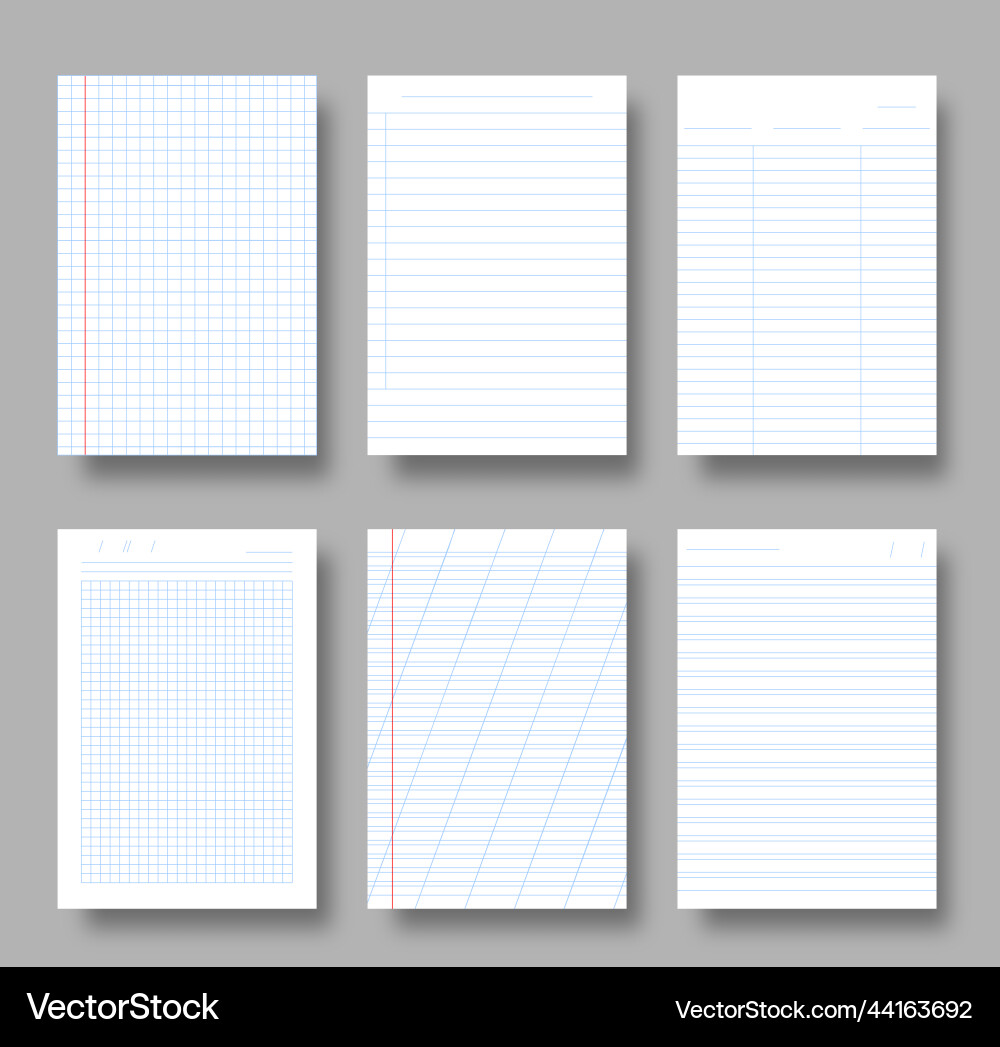Notebook blank grid square lined paper sheet page Notebook blank grid square lined paper sheet page vector image