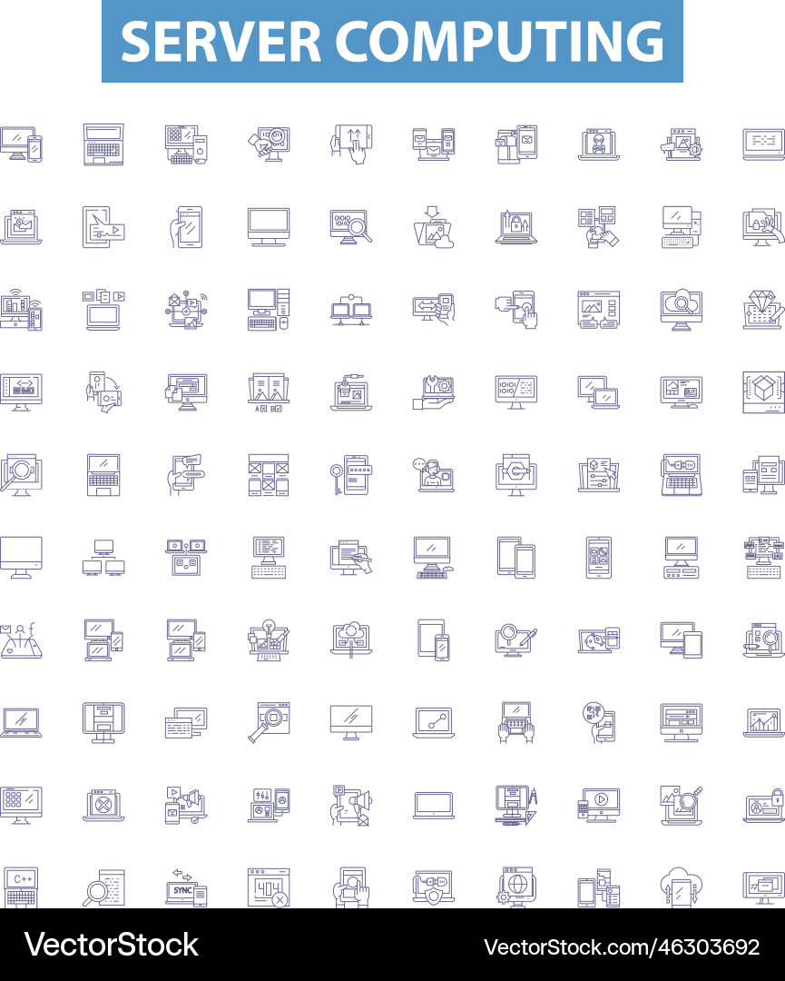 Server computing line icons signs set Server computing line icons signs set vector image
