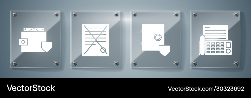 Set fax machine safe with shield delete file Set fax machine safe with shield delete file vector image