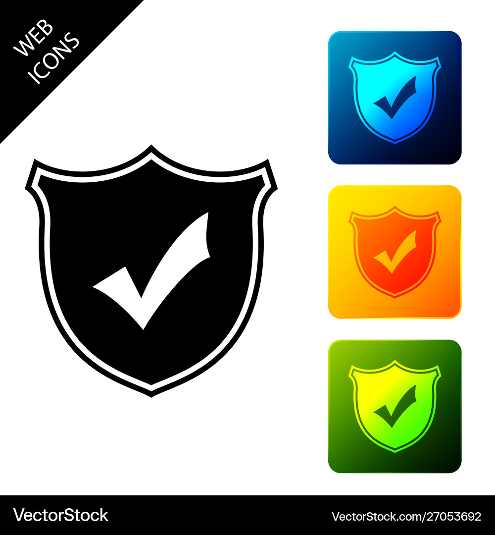 Shield with check mark icon isolated set icons Vector Image