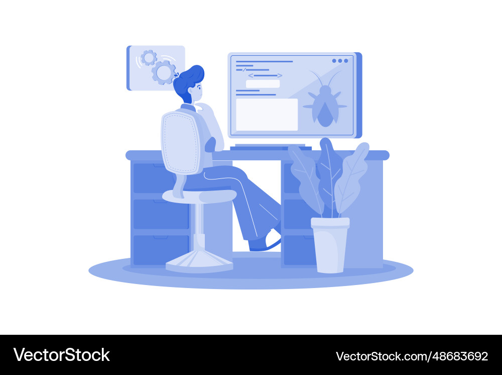 Software testing concept a flat isolated on white Software testing concept a flat isolated on white Vector Image