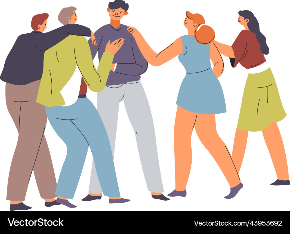 Team of young people talking and cheering Team of young people talking and cheering vector image