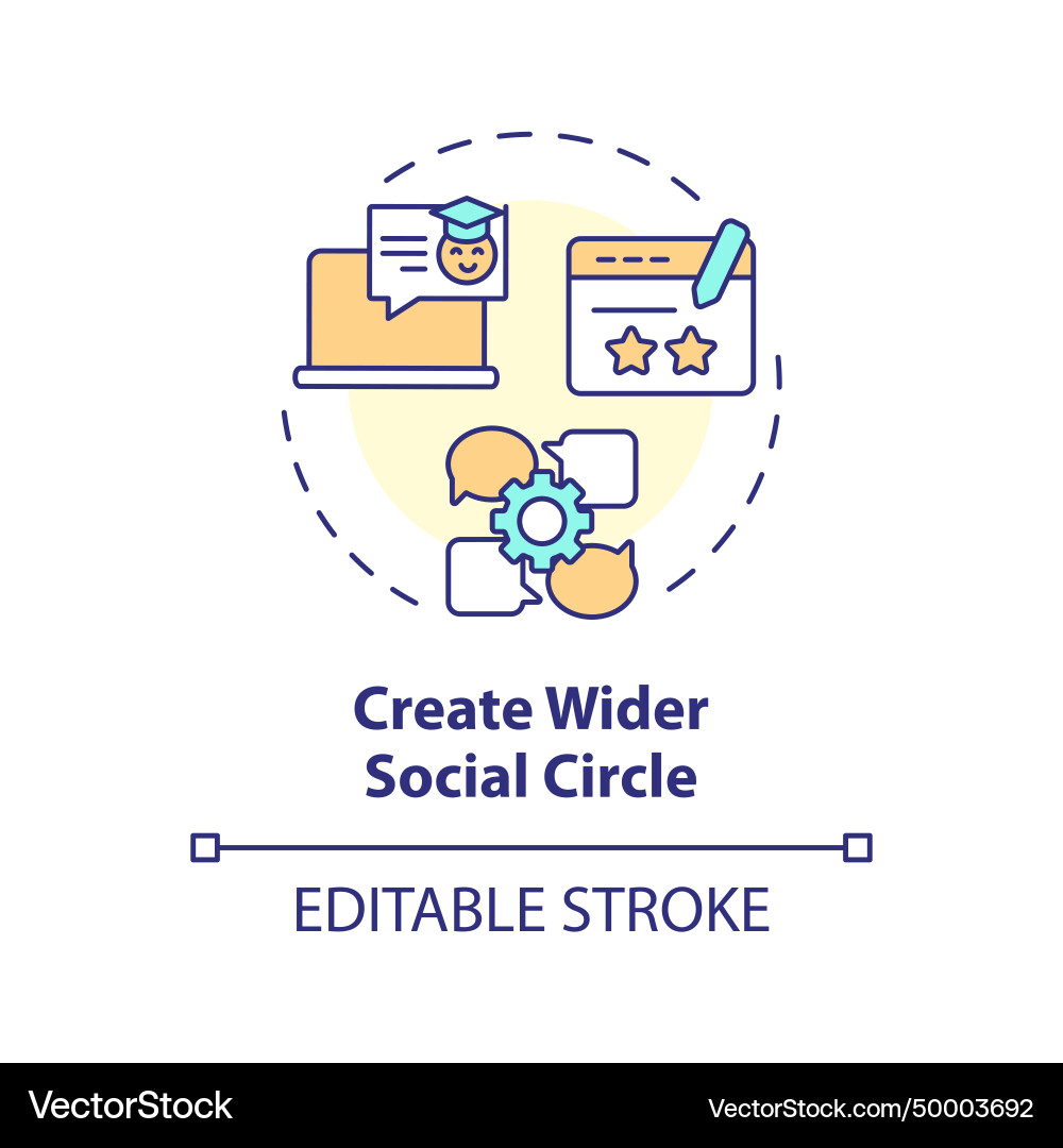 Thin line simple create wider social circle icon Thin line simple create wider social circle icon vector image