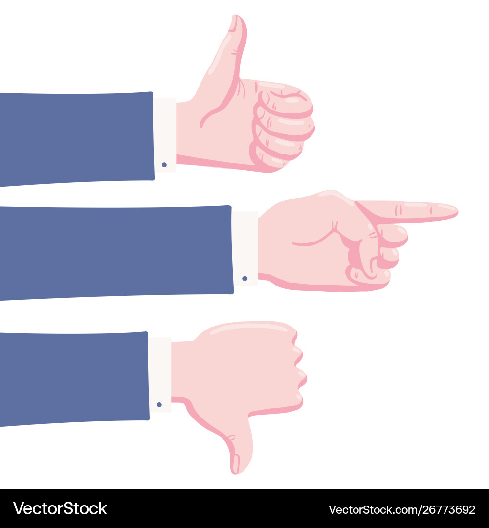 Thumb up down pointing gestures Thumb up down pointing gestures vector image