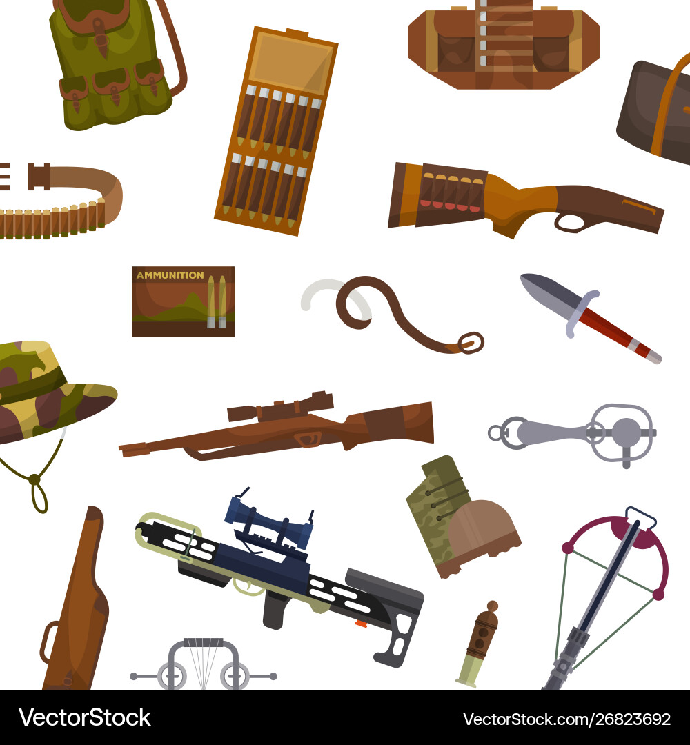 Weapon and hunting pattern Weapon and hunting pattern vector image