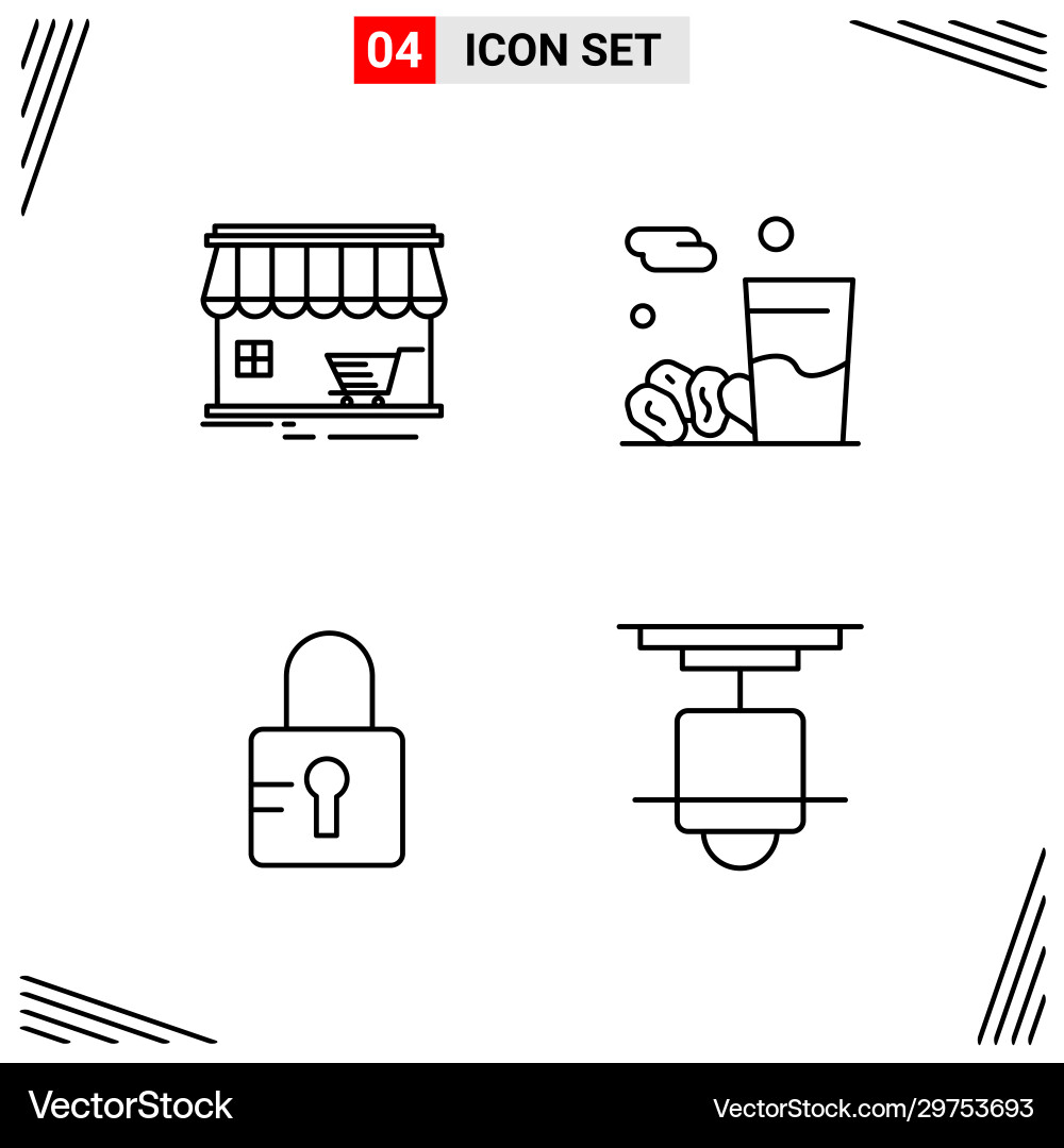 4 icons line style grid based creative outline 4 icons line style grid based creative outline vector image