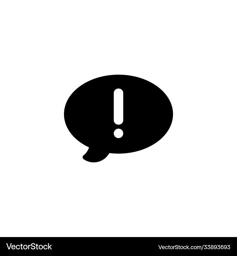 Bubble message with exclamation mark round icon Bubble message with exclamation mark round icon Vector Image