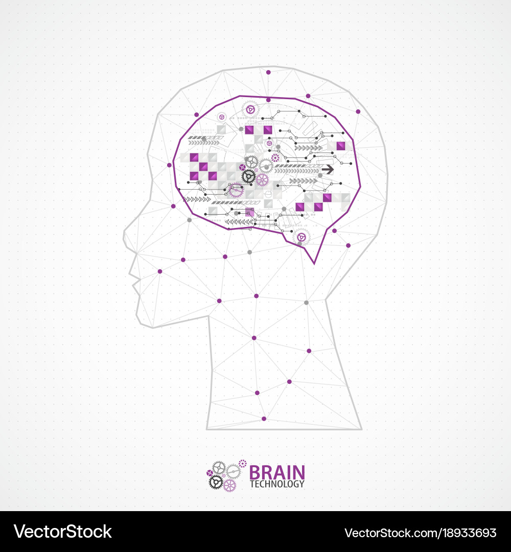 Creative brain concept background with triangular Vector Image