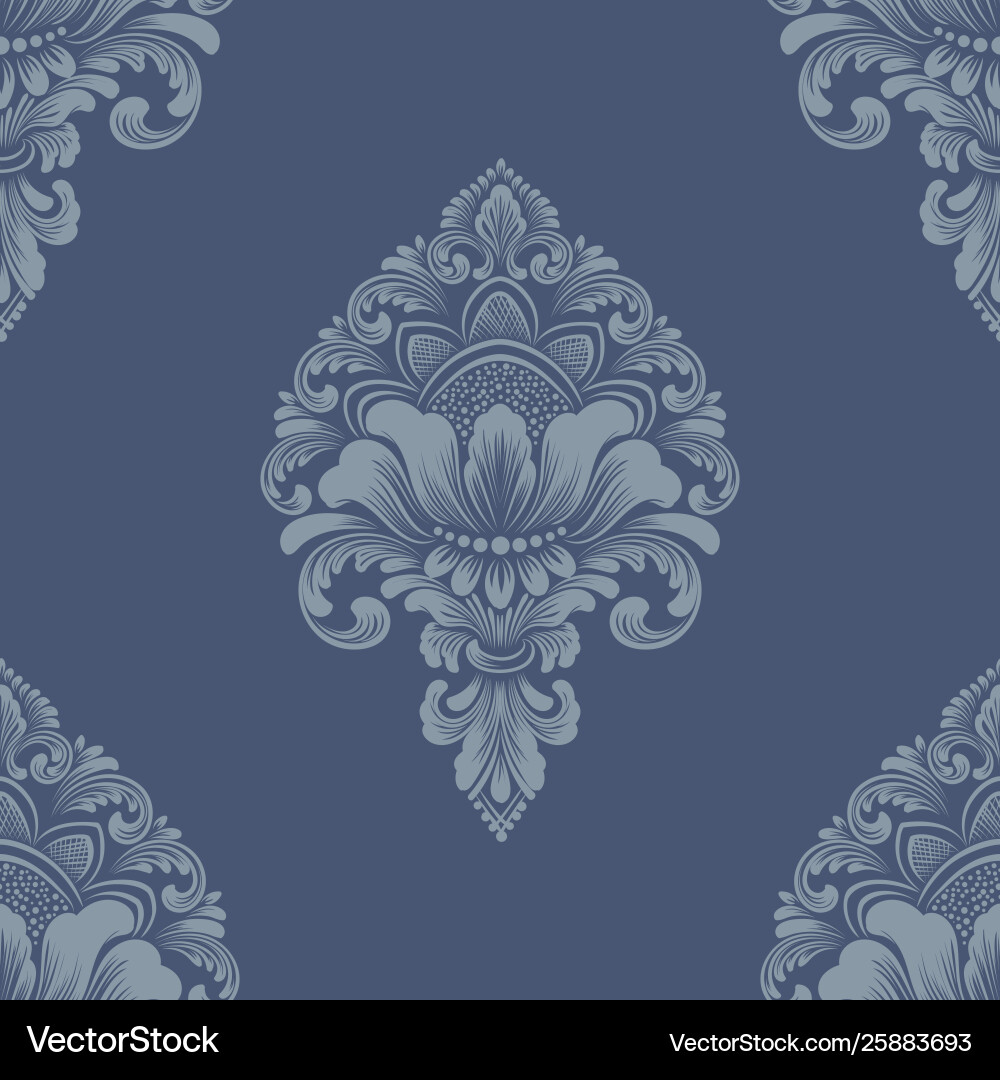 Damask seamless pattern element classical Damask seamless pattern element classical vector image