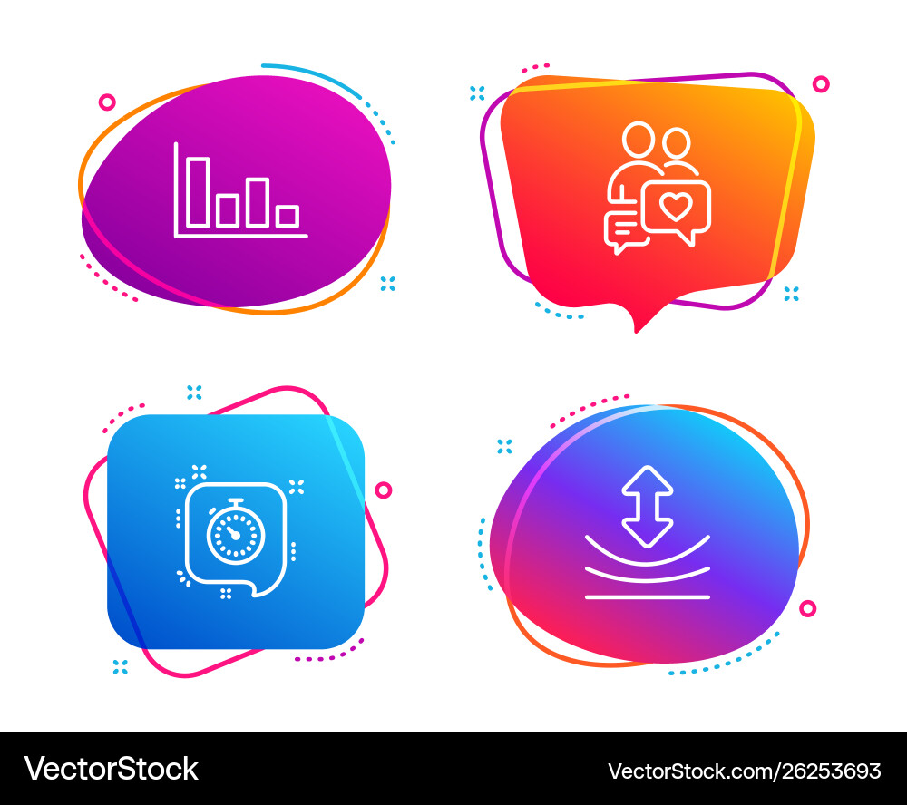 Dating chat timer and histogram icons set Dating chat timer and histogram icons set vector image