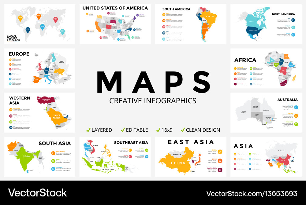 Global Infographic Presentation with Circular Arro Vector Image