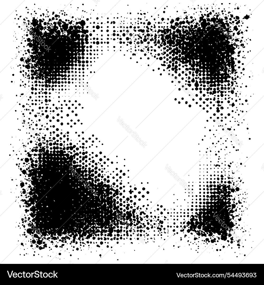 Grunge frame with halftone dot gradient Grunge frame with halftone dot gradient vector image
