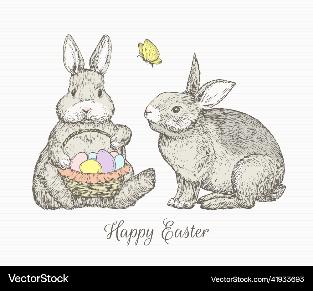 Hand gezeichnet niedliche Ostern Grüße Hase Hand gezeichnet niedliche Ostern Grüße Hase vektorbild