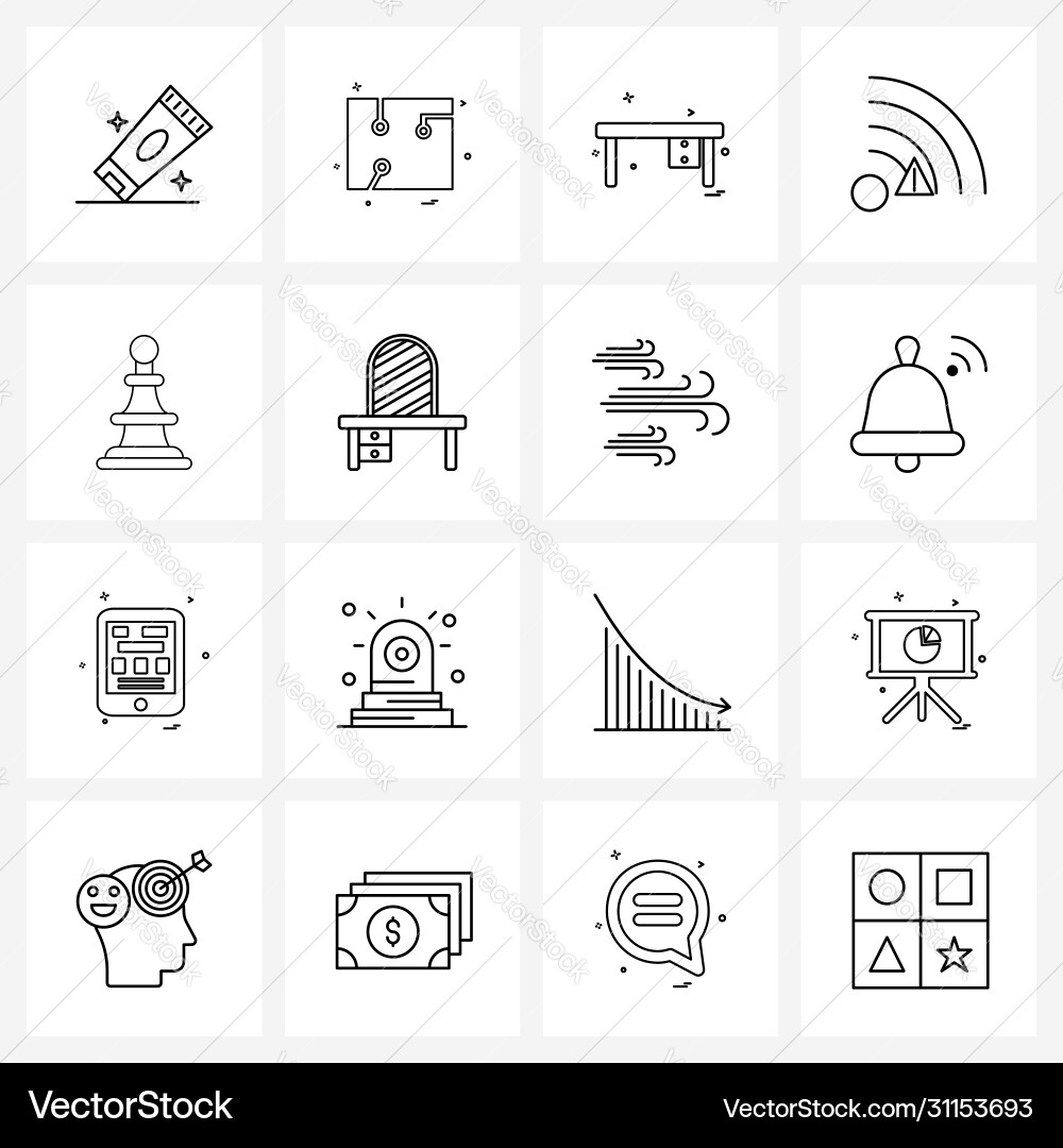 Isolated symbols set 16 simple line icons Vector Image