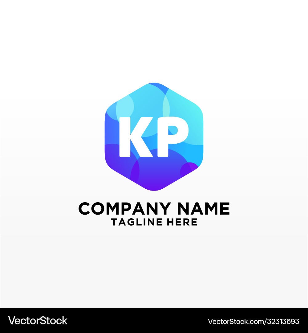 Kp initial logo with colorful circle template vector image