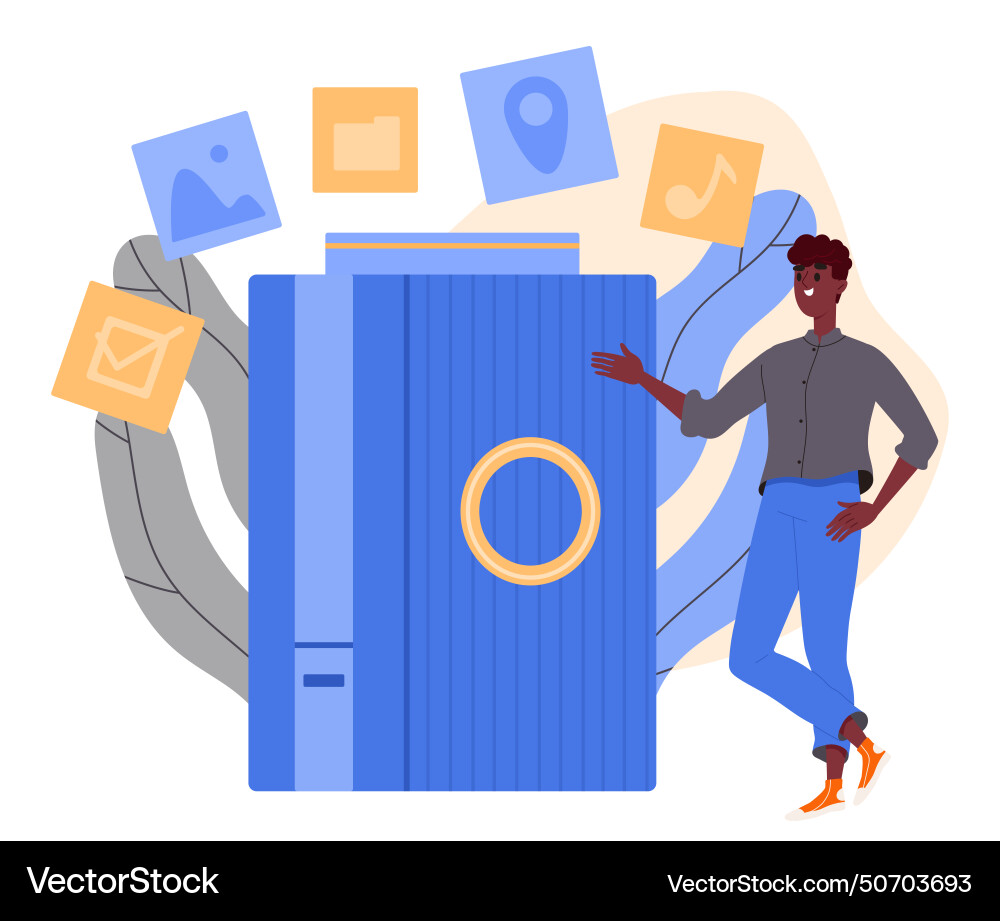 Man with smart column Vector Image