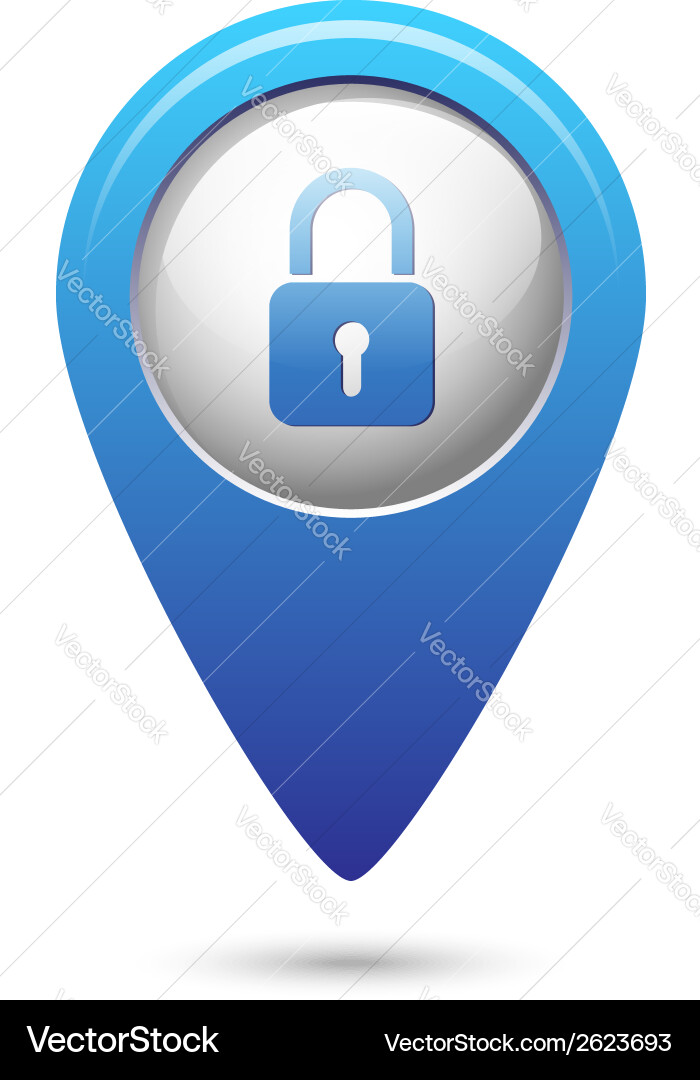 Map pointer with close lock icon vector image