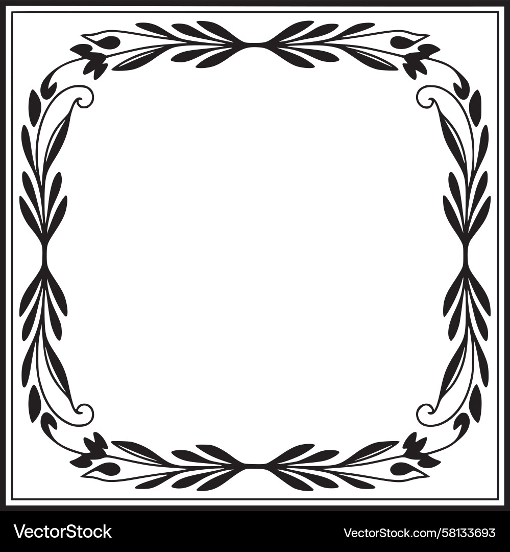 Ornate Square Laurel Frame Vector Image