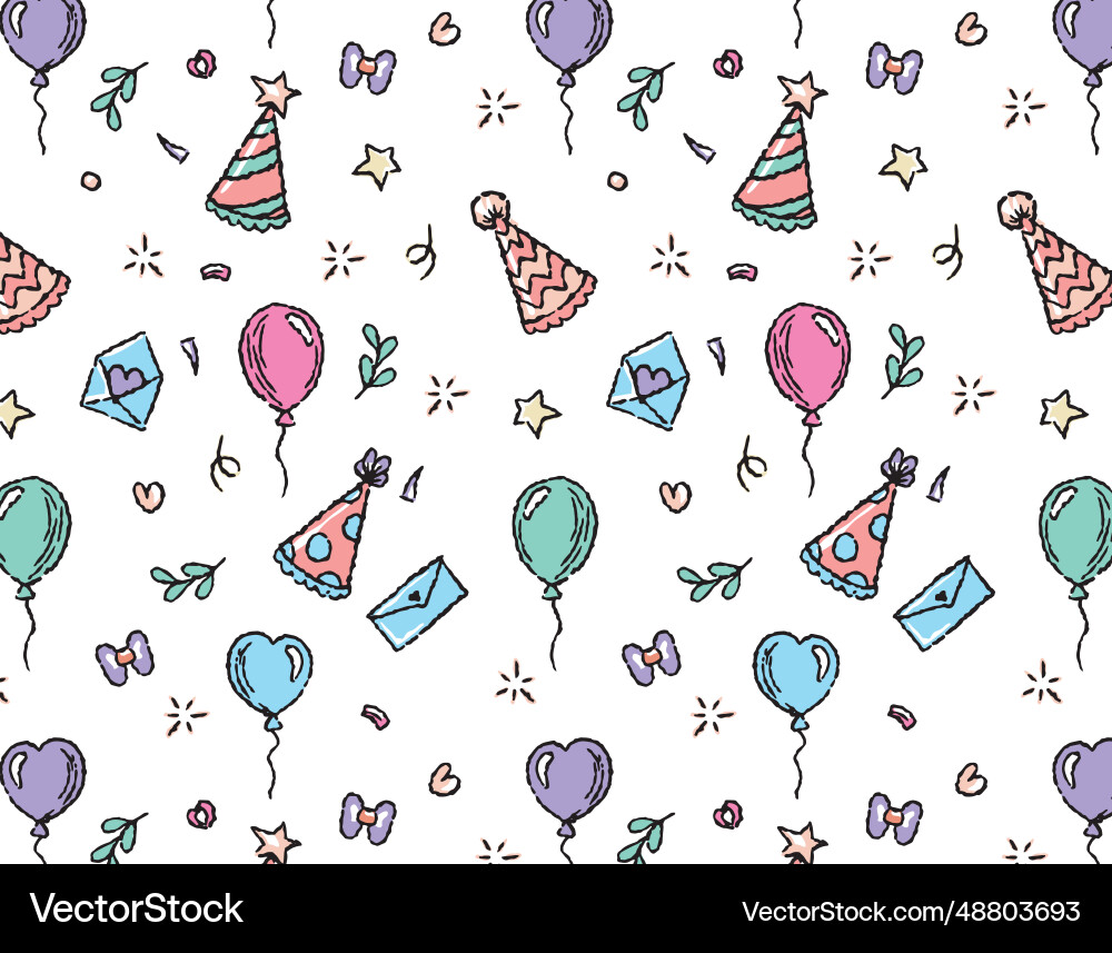 Pattern of patterns with hats for a birthday vector image
