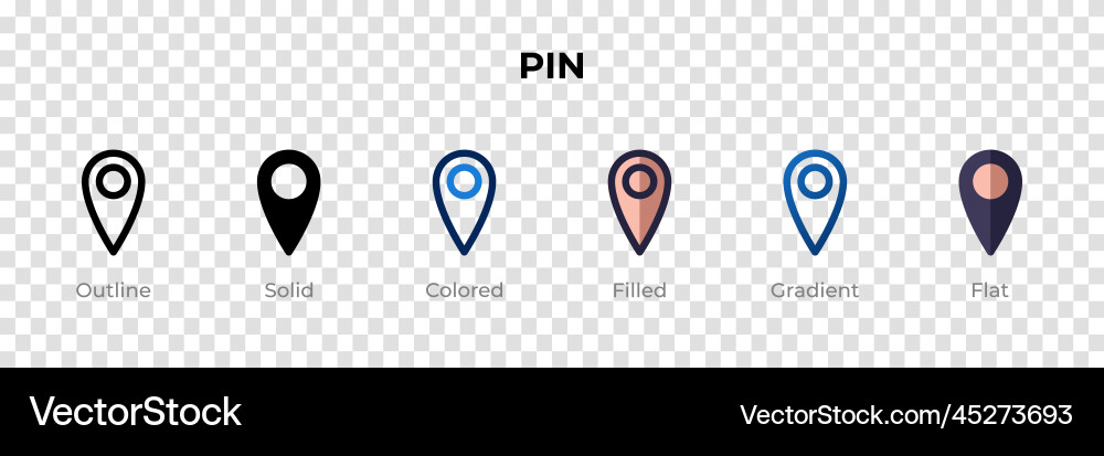 Pin icon in different style icons designed Pin icon in different style icons designed vector image