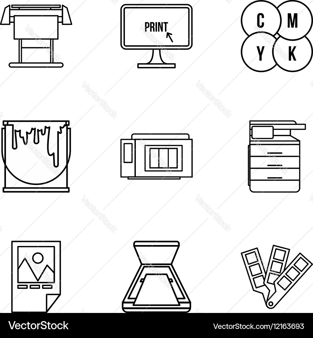 Printing icons set outline style Vector Image