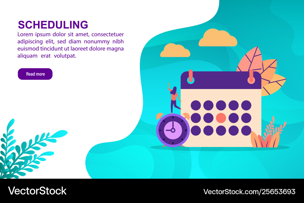 Scheduling concept with character template Scheduling concept with character template vector image