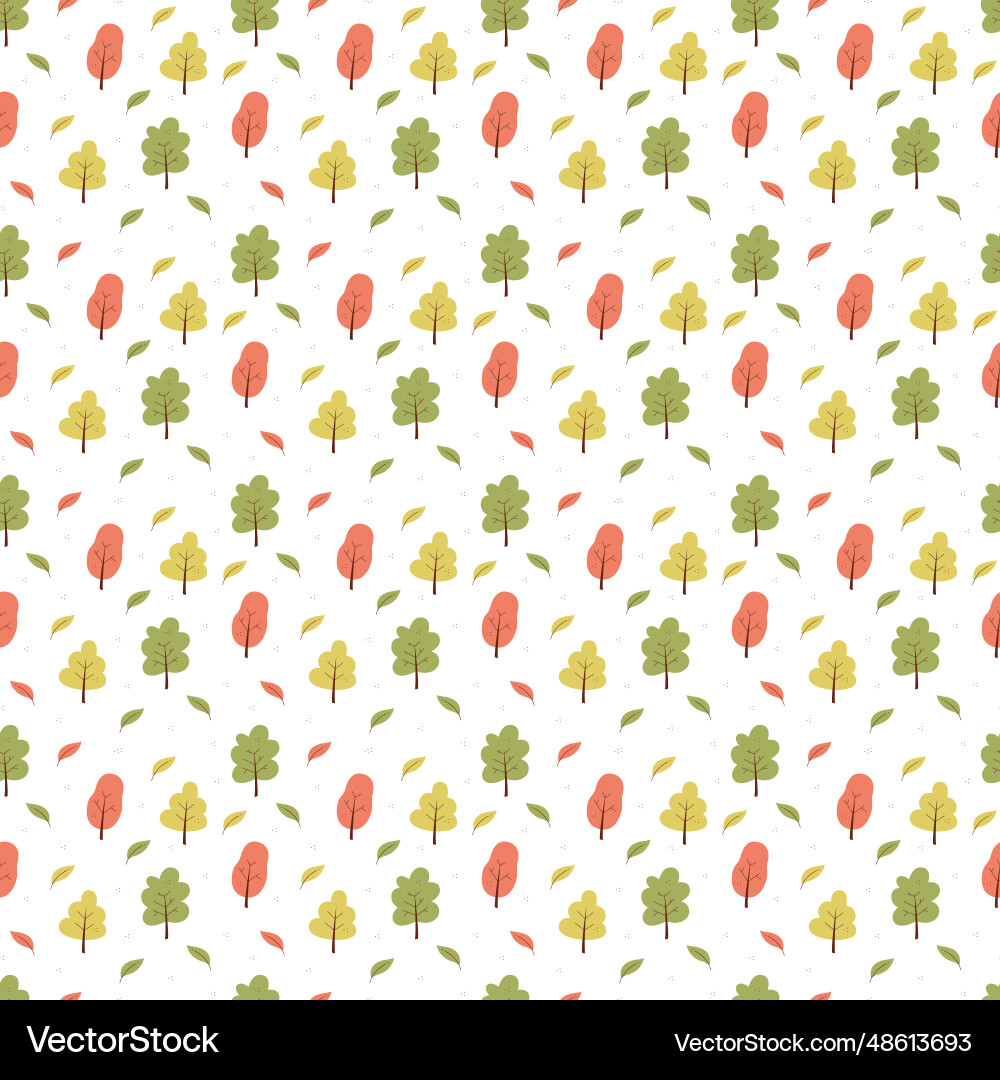 Seamless pattern with autumn trees and leaves Seamless pattern with autumn trees and leaves vector image