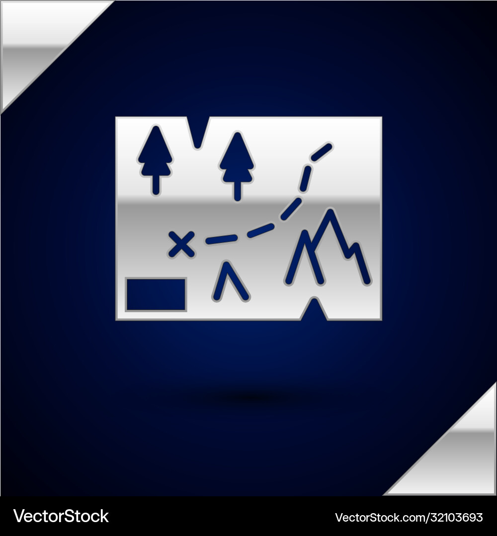 Silver folded map with location marker icon Silver folded map with location marker icon vector image