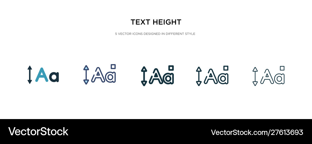 Text height icon in different style two colored vector image
