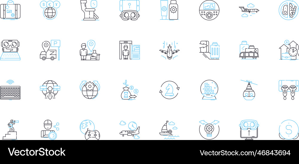 Artificial intelligence linear icons set machine Vector Image