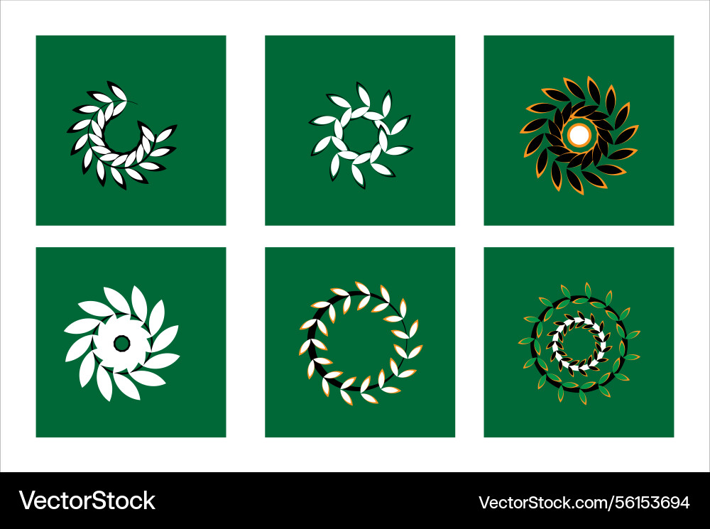 Circular leaf pattern design set Circular leaf pattern design set vector image