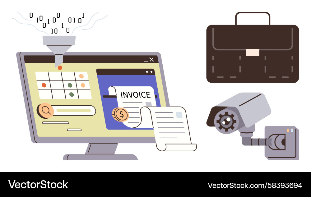 Data Processing & Invoice Management Vector Image
