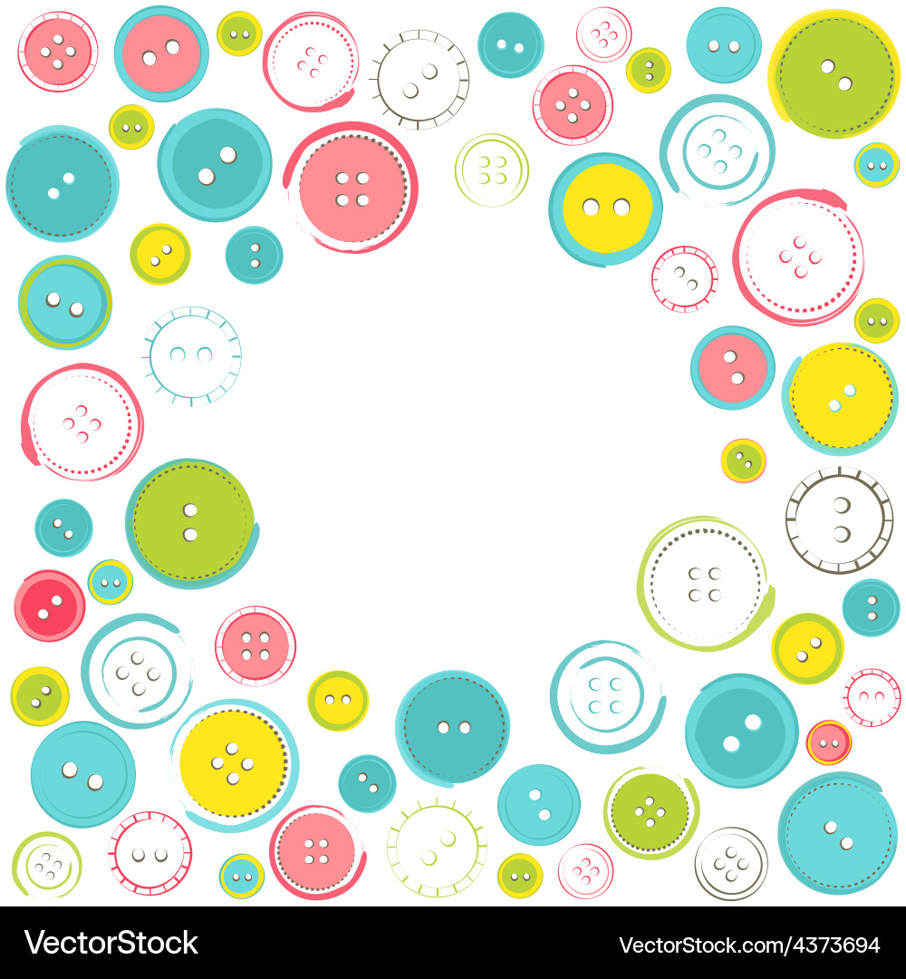 Decorative frame with circle of buttons over white vector image