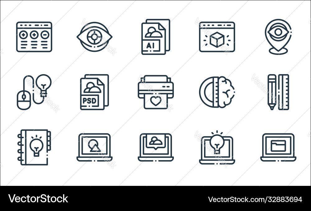 Design thinking line icons linear set quality Design thinking line icons linear set quality vector image