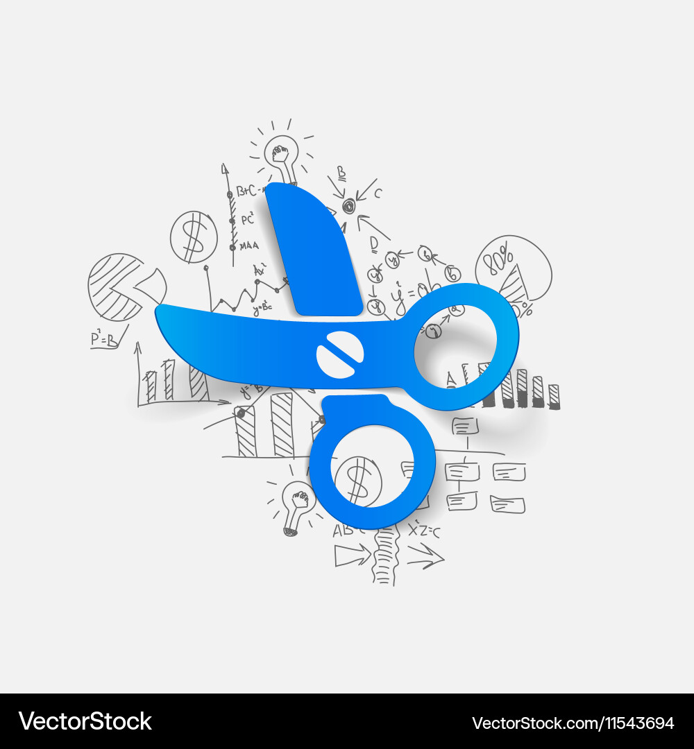 Drawing business formulas scissors Vector Image