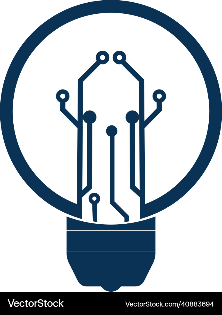 Light bulb idea icon with circuit board inside vector image