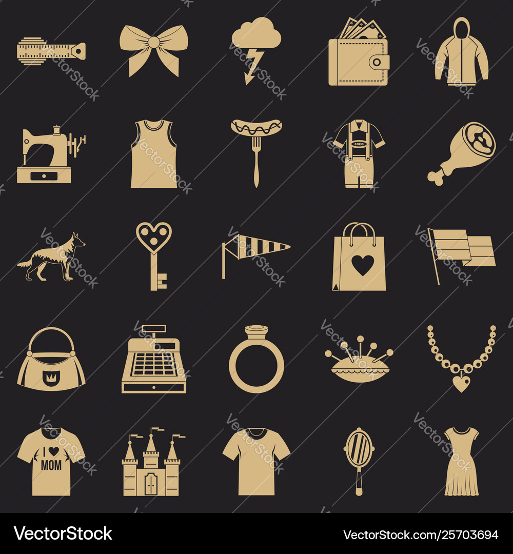 Mannerism icons set simple style Mannerism icons set simple style vector image