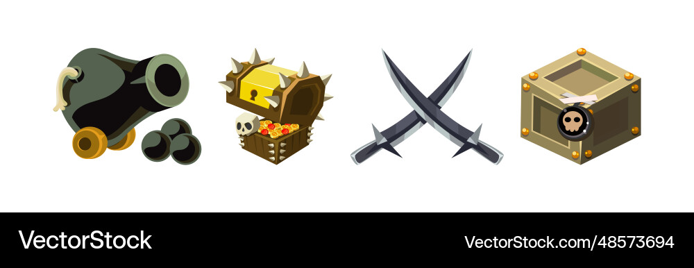 Pirate adventure game icon and element set Pirate adventure game icon and element set vector image